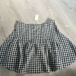 Rylee + Cru Women’s Gingham Black and Cream Mini Skirt with tags